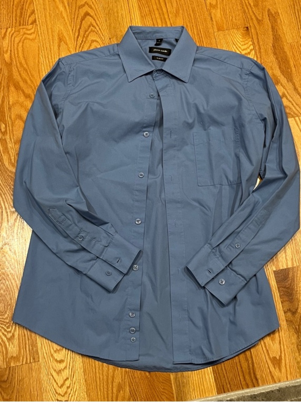 Pierre Cardin Men's Long-Sleeve Dress Shirt in Steel Blue